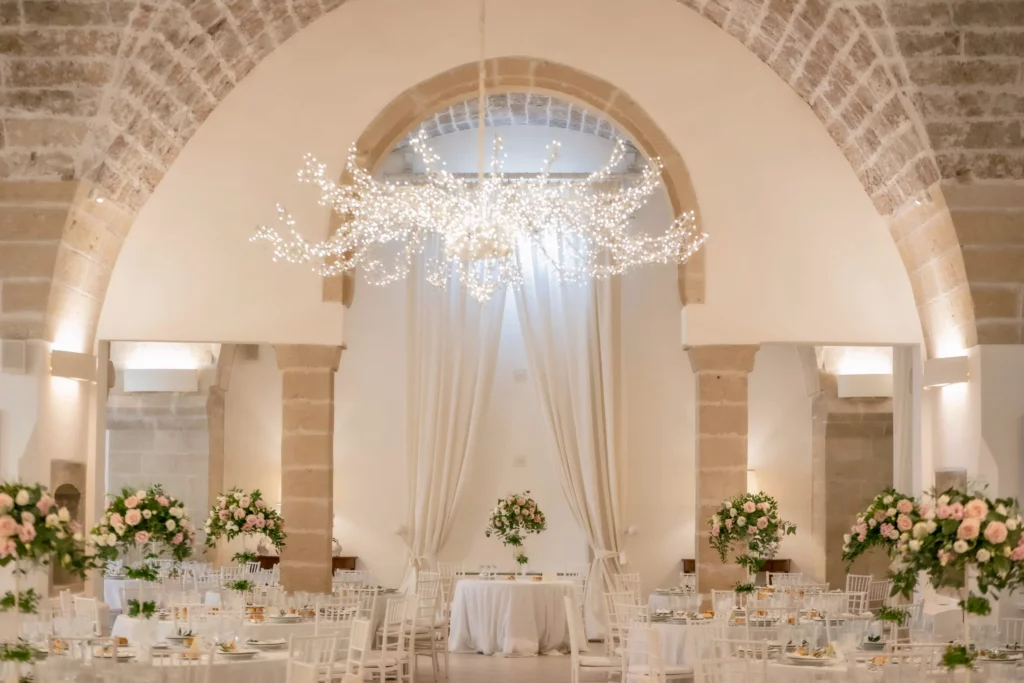 Tenuta Lucagiovanni,Maglio Eventi sala ricevimenti con addobbi per matrimonio