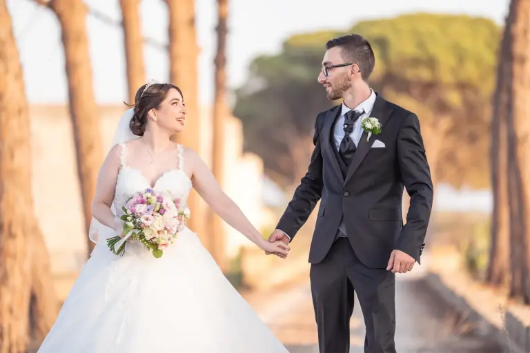 servizio fotografico con sposi durante il matrimonio a Novoli